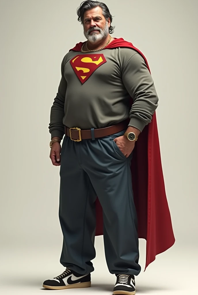 <lora:Bud_Spencer:1>, early 90s movie, Bud Spencer dressed as superman
