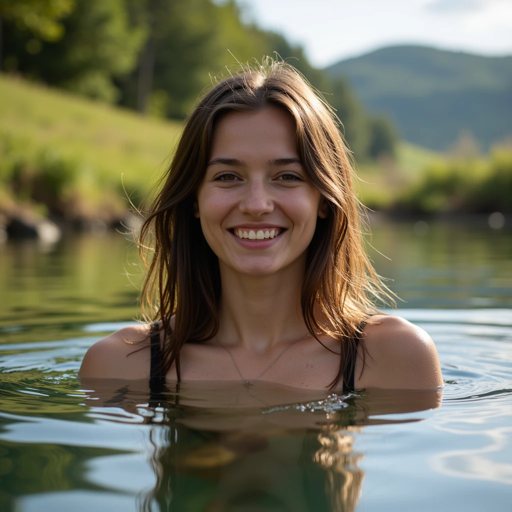 (naked girls:1.2) swam in the lake and (rubber dildo found:1.3)