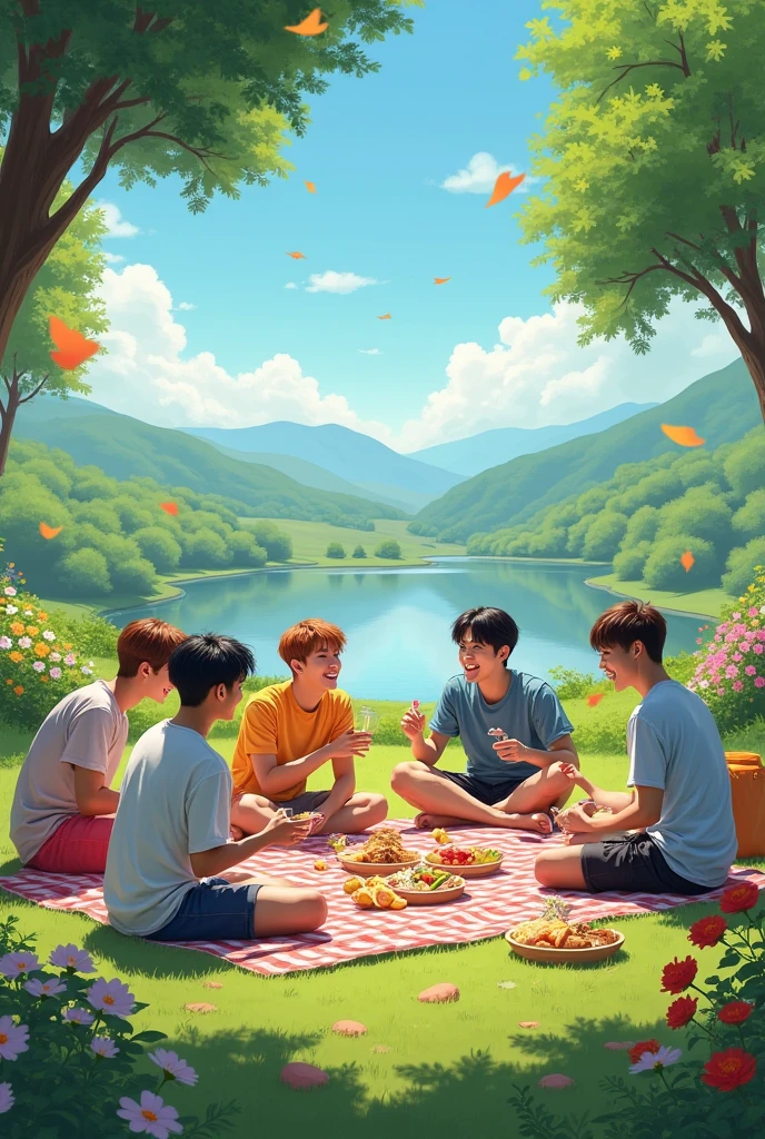 20th Generation　Cute male group　Japanese　BBQ Campsite　