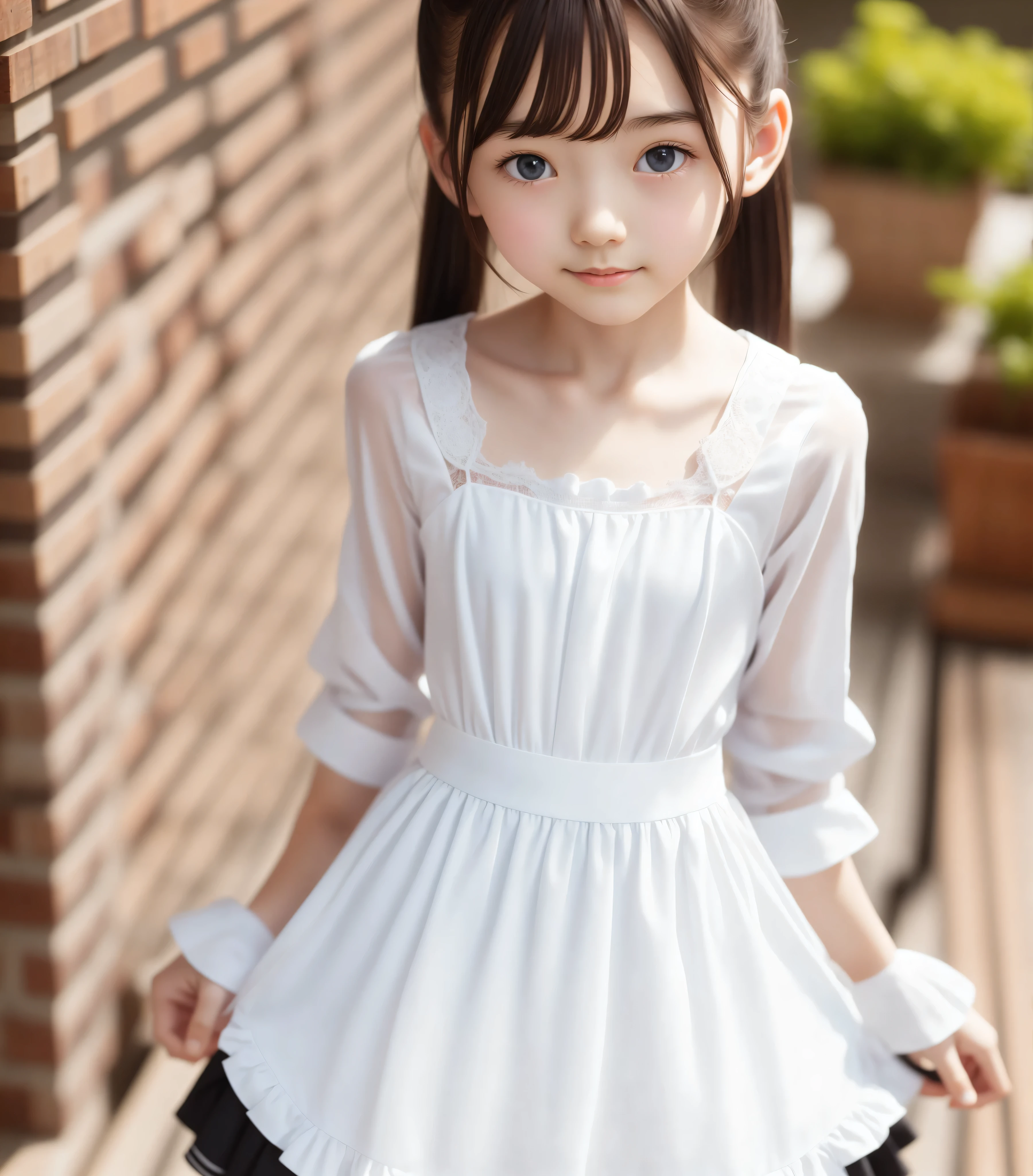 Maid,cute pretty girl,masterpiece,high definition,4k,8k,16k,twin tails,brown hair,slender body,18yo