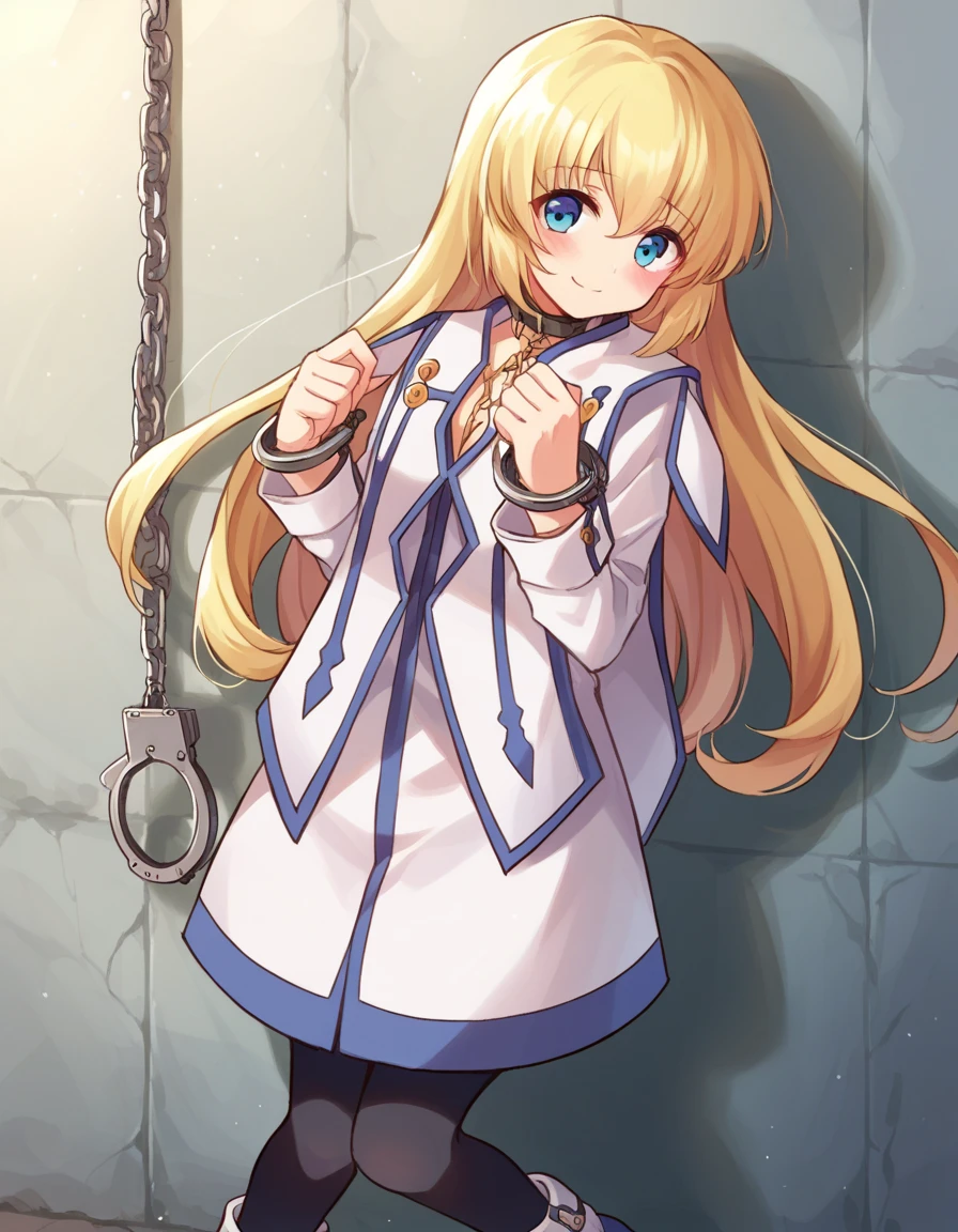 score_9, score_8_up, score_7_up, source_anime, zPDXL, BREAK
1girl, solo,   colette brunel, blonde hair, blue eyes, long hair, hair between eyes, white dress, blue trim, black pantyhose, white ankle boots, looking at viewer, blush, light smile,full body,extremely detailed,high definition restrained,arrest,restrained,shackles,(((handcuffs, cuffs, upper body, handcuff, bound wrists))),masterpiece, best quality,colette handcuffs behind her back,2 .escort in handcuffed.handcuffed behind back. Colette,handcuffed,colette handcuffed .arrested..handcuffs behind her back.colette cuffed behind her back. Collette handcuffed behind back. cuffed colette behind her back. Colette handcuffed behind her back