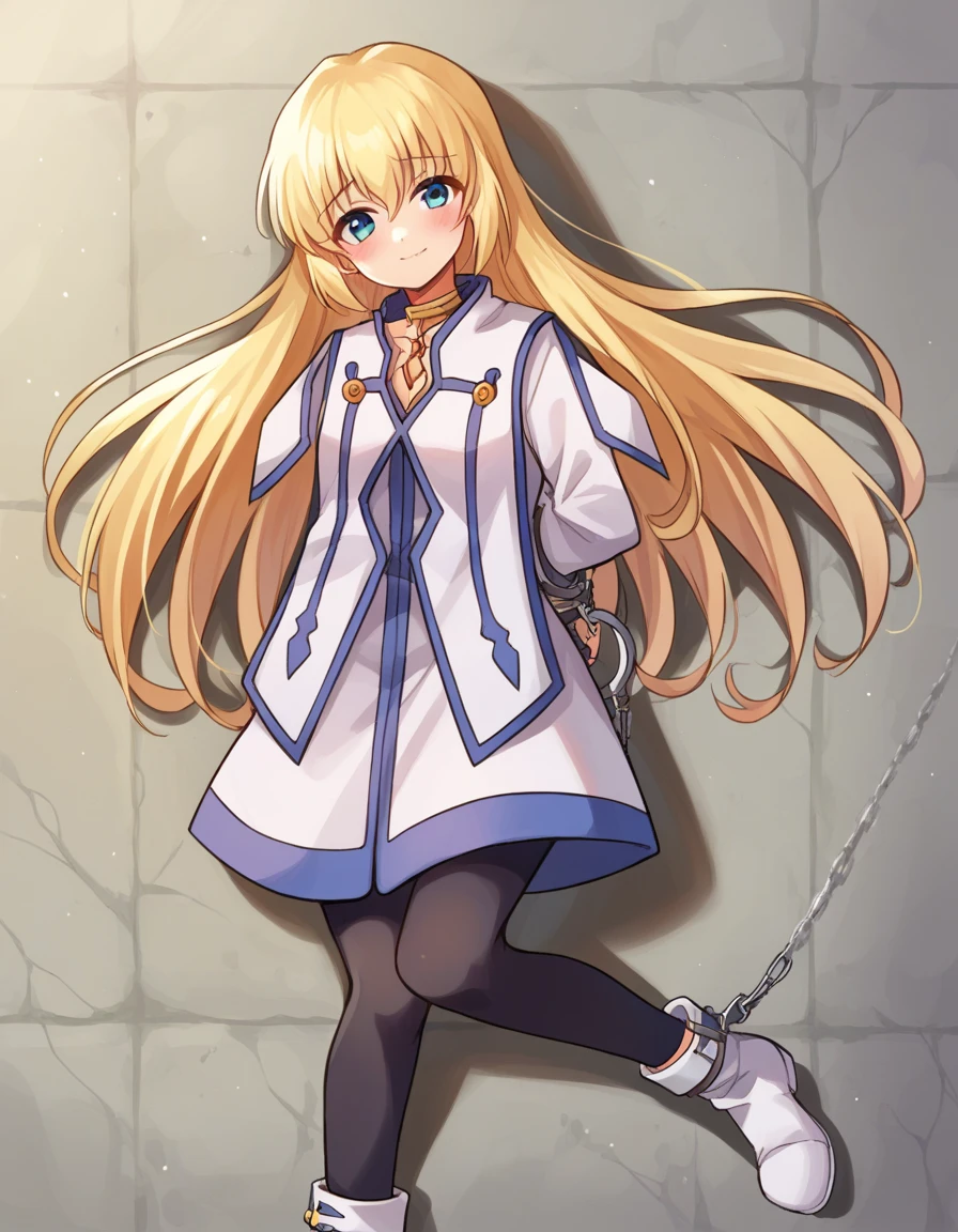 score_9, score_8_up, score_7_up, source_anime, zPDXL, BREAK
1girl, solo,   colette brunel, blonde hair, blue eyes, long hair, hair between eyes, white dress, blue trim, black pantyhose, white ankle boots, looking at viewer, blush, light smile,full body,extremely detailed,high definition restrained,arrest,restrained,shackles,(((handcuffs, cuffs, upper body, handcuff, bound wrists))),masterpiece, best quality,colette handcuffs behind her back,2 .escort in handcuffed.handcuffed behind back. Colette,handcuffed,colette handcuffed .arrested..handcuffs behind her back.colette cuffed behind her back. Collette handcuffed behind back. cuffed colette behind her back. Colette handcuffed behind her back,laying on the ground