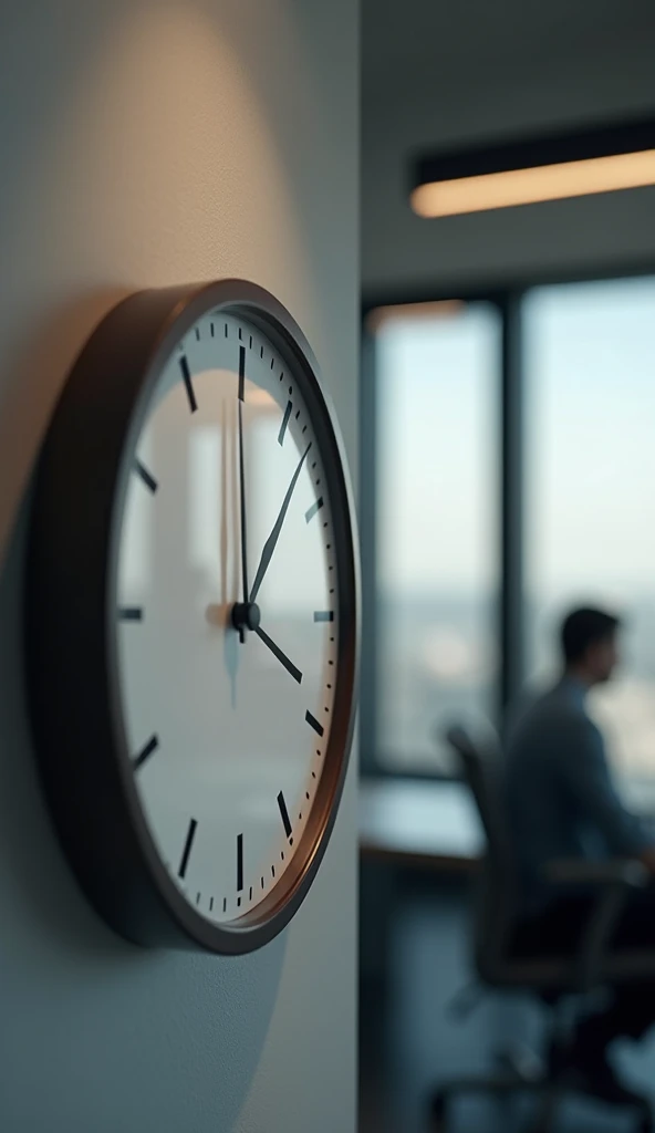 Clock showing 10 :00 am:
A wall clock with the second one moving slowly, while the boss is still talking in the background .
