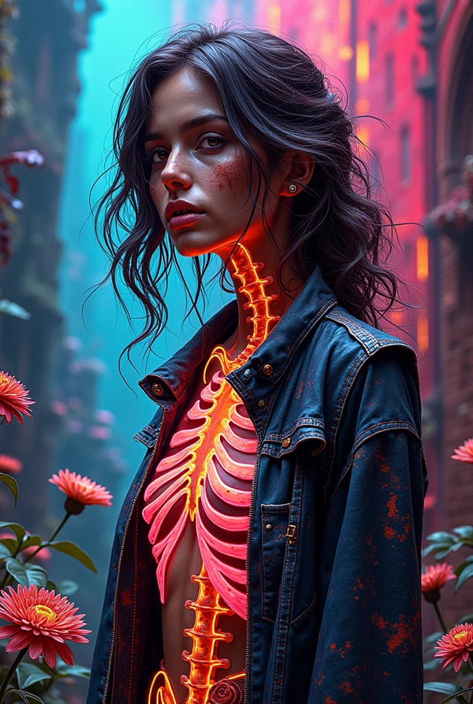 Anatomical brain, dripping multi-colored liquid, in the style of realistic hyper-detailed rendering, Neon color palette, Dental nucleus, Multi-level gestures, statuesque, Surrealist horror painter, graffiti, T-shirt design