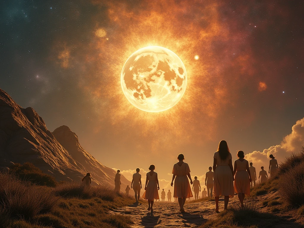 Depict an epic chapter of a wonderful book. (YES NSFW), In the center of the scene two primitive ancestors women WhiteWetWear, Demonstrate powerful cosmic energy. (perfect faces), Next to them a vibrant explosion. Bright colors represent the original state of the universe, like a newborn. five gods exist in the image. ((perfect faces)). Everyone has a unique look and expression,Reflecting their connection to the universe. Surrounding the universe are eight huge floating rocks, Planet symbolizing the cosmic garden. Each planet has unique characteristics, Such as lush scenery, glittering ocean, and mysterious atmosphere. Although the gods strive to bring joy and life to the universe, Their sadness is palpable. sun, Now a huge incandescent rock, Emits intense heat and bright light, unique light. Scattered throughout the site, stars shining bright, like little gaseous rocks that light up the universe. at last, Primitive people and theirs took on a majestic bipedal form, Show their greatness and divine power. Use your creativity and skills to create an image,Capturing all the cosmic grandeur of this enchanting chapter, Highlight the perfection and depth of every detail. matic