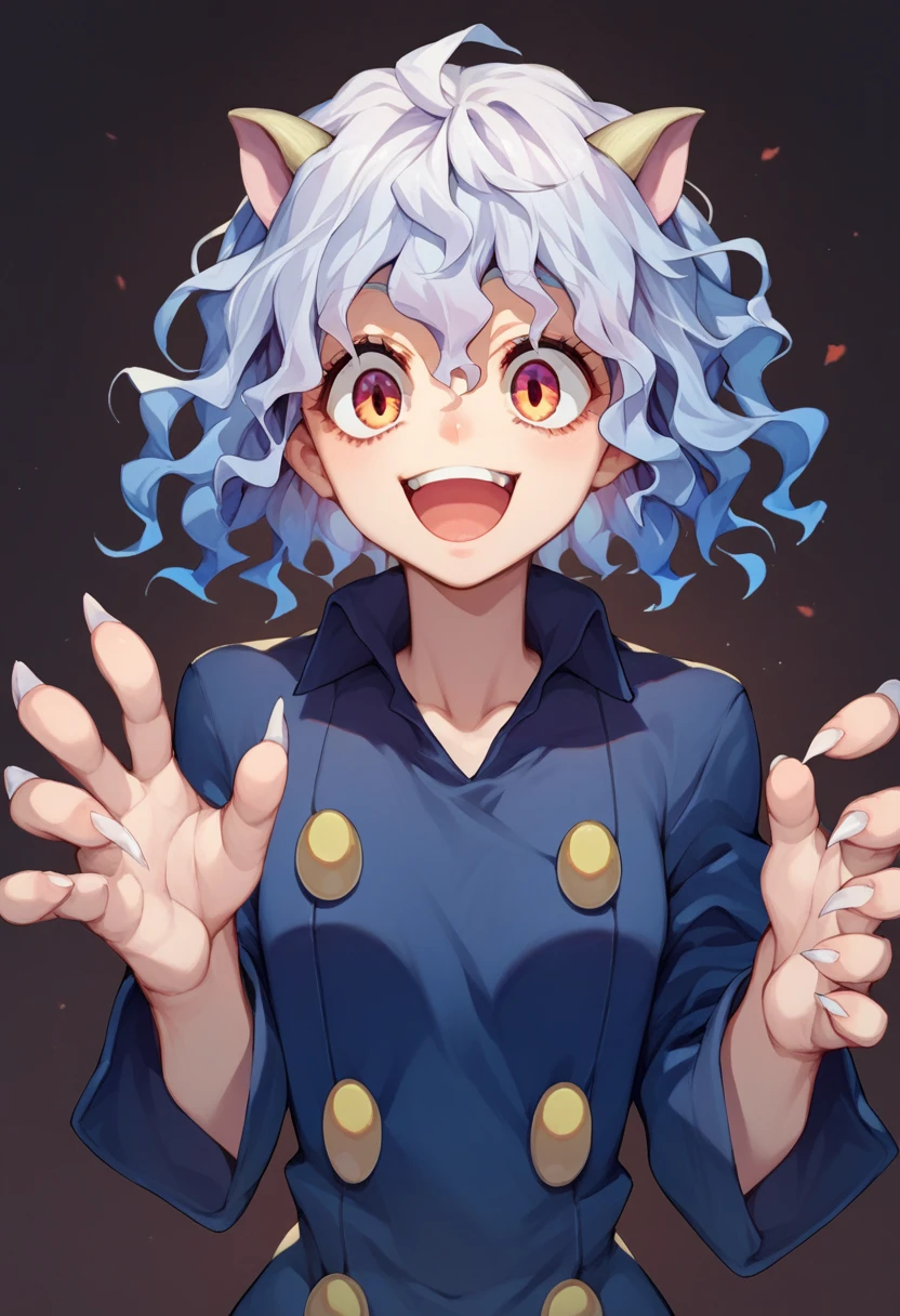 Neferpitou nude with a happy look on her face