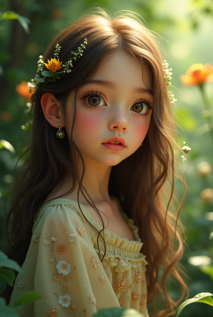 A 10 year old  with wavy hair, green eyes, fair skin, Disney Pixar 3D style 