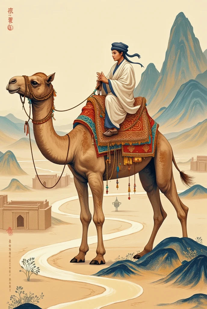 Chinese style illustrations，Silk Road，antiquity，camel