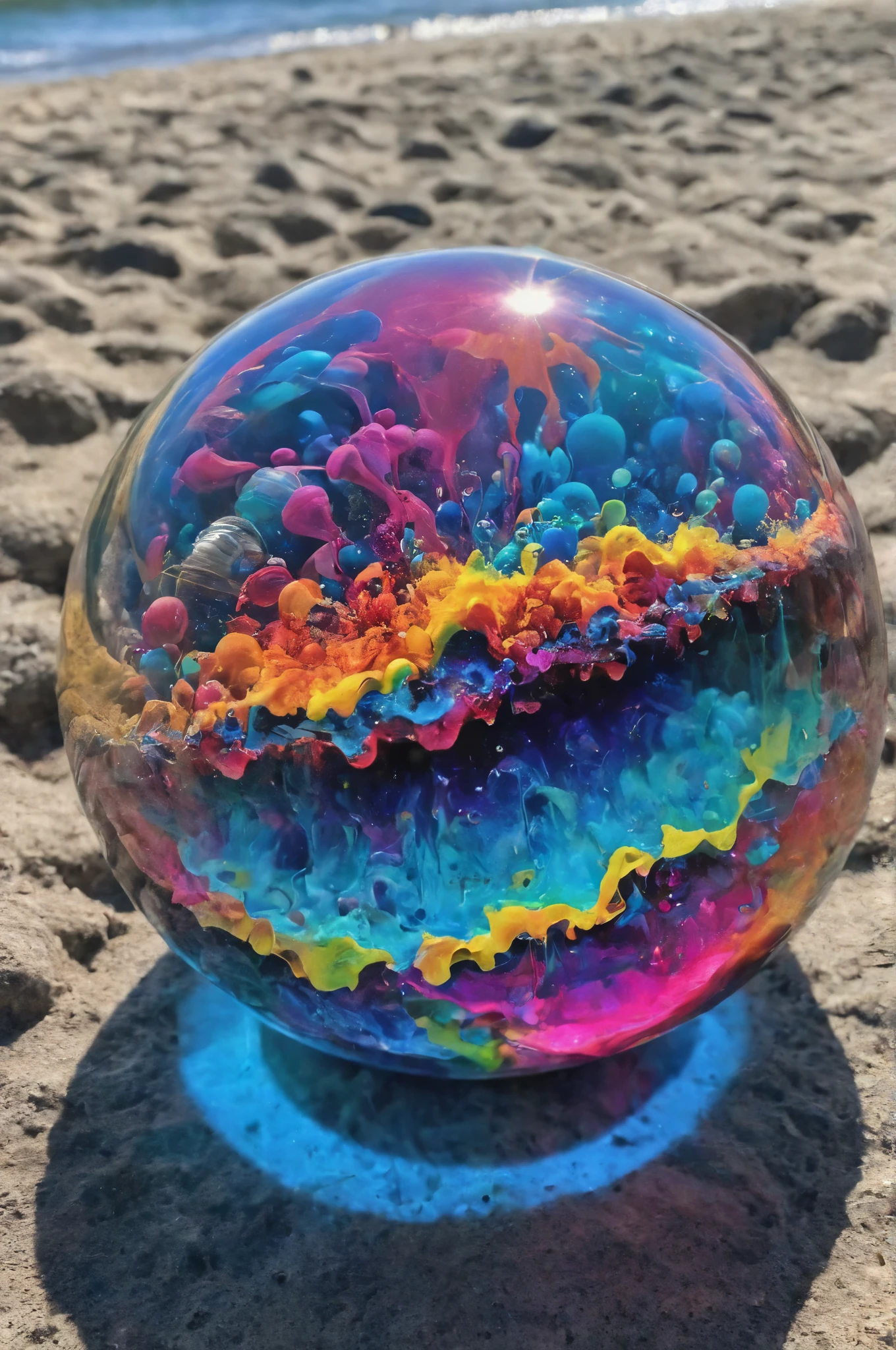 (best quality,4k,8k,highres,masterpiece:1.2),ultra-detailed,(realistic,photorealistic,photo-realistic:1.37),highly detailed psychedelic dream, vibrant shimmering colors, glass-like structures morphing from the colors, intricate rainbow patterns, perfectly formed symmetrical spheres, glowing reflective bubbles, detailed bubbles and spheres, rainbows of color twisted in and out of translucent orbs, spilled paint, spirals of swirling color in the background, beautiful psychedelic digital art, pixel art, neon colors, 4d mandelbulb psychedelics, glass-like psychedelic landscape, intricate rainbow environment, psychedelic underwater brightness, trails of color and light, bright fluorescent colors, psychedelic vibrant colors, bright psychedelic neon colors, colorful paint drips out of the bubbles, 3D glass spheres melting into each other spilling out colors, visually disorienting, hallucination inducing, optical illusions, startling, stunning images, awe-inspiringly, pixel assets, portrait photography, surrealism, photorealistic, hyperdetailed, glass morphism, digital art, sparkle, optical illusion, glowing light, reflection light, overexposure, god rays backlighting, depth of field, rotational symmetry