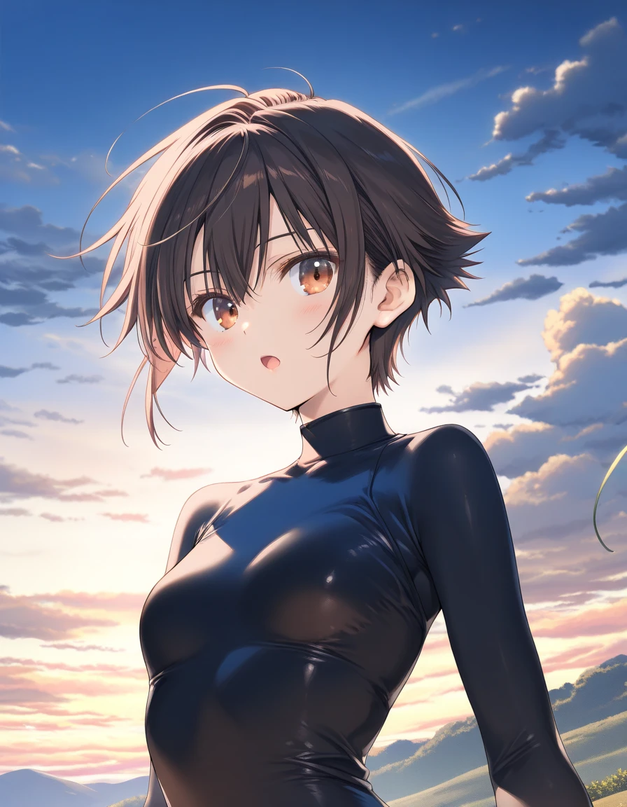 1girl, tomboy, little female, small breasts, beautiful detailed eyes,  open mouth, outdoors,wind, fantasy, game CG, break,((artist:mitsumi_misato)),(artist:fujiyama),(artist:suzumori),(masterpiece), (best quality), (ultra-detailed), very aesthetic, newest, beauty illustration,super detailed skin, (masterpiece), (best quality), (ultra-detailed), very aesthetic lighting,newest ,hi res,absurd_res,2023,shaded,digital media (artwork), realistic lighting, 4k, 8k, 