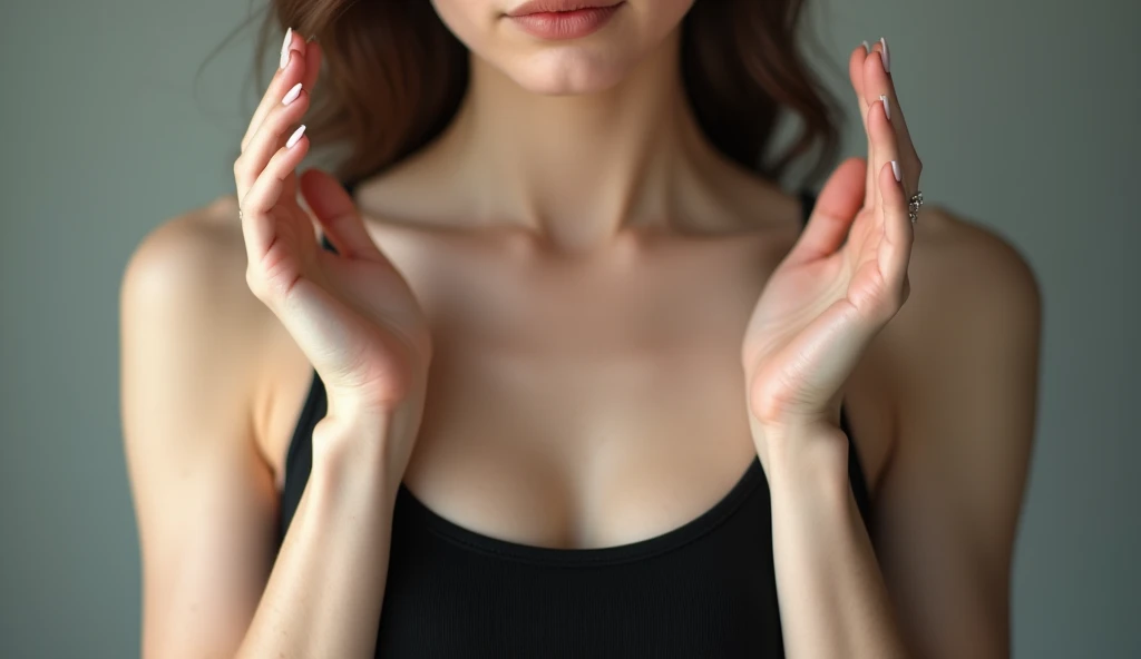 Girl without clothes opening her vagina with her fingers