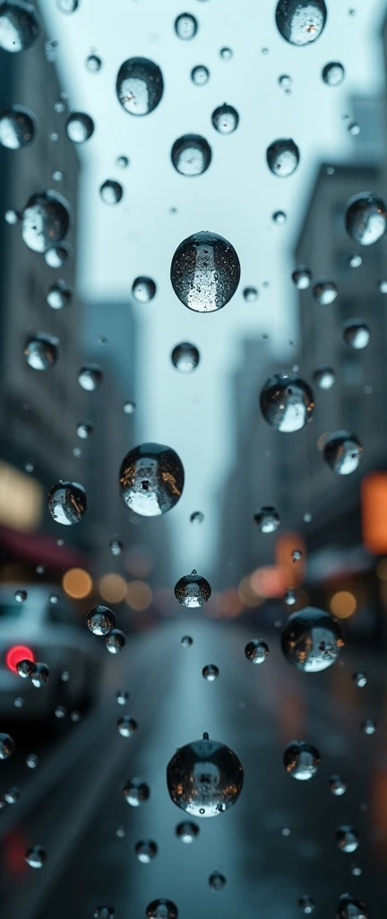 A large expanse of water in space, with images of beautiful earth cities reflected in it.