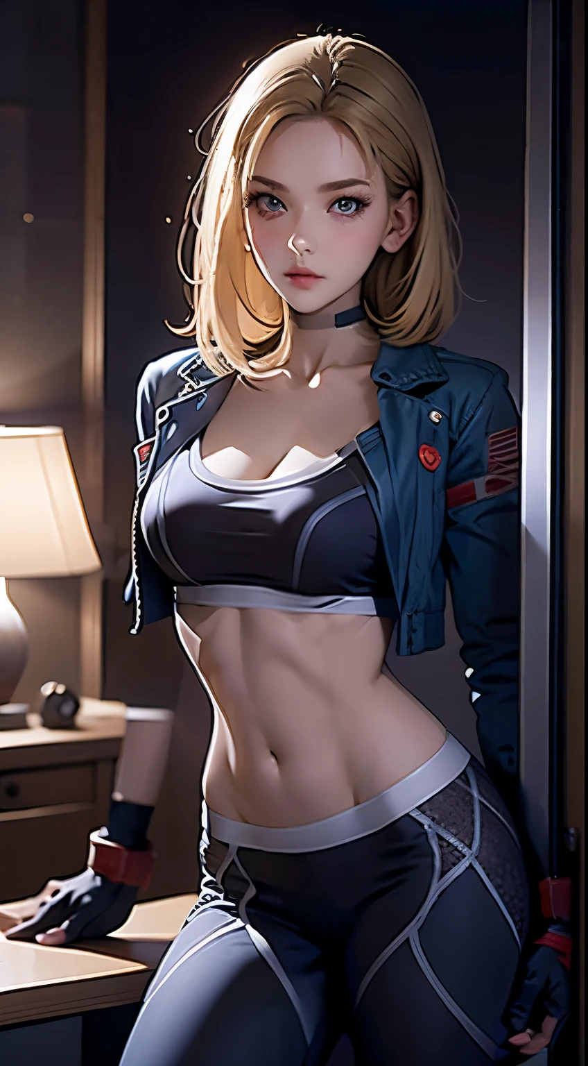 the face of Taylor Swift, 1girl,team rocket,team rocket uniform, red letter R, white skirt,white crop top,black thigh-highs,black elbow gloves