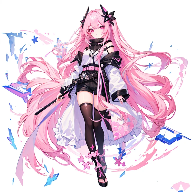 The image of Arafad is of a woman dressed in pink and black holding a pink stick, kerli koiv as anime girl, Anime Girls Cosplay, gothic shoujo anime girl, magical girl style, anime barbie doll, anime cosplay, rococo cyberpunk, Anime vtuber full body model, Danganronpa Junko Eshima, cyberpunk dress, Astral Witch Clothes