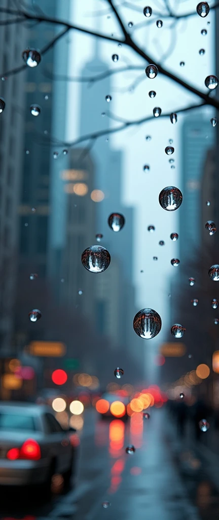 A large expanse of water in space, with images of beautiful earth cities reflected in it.