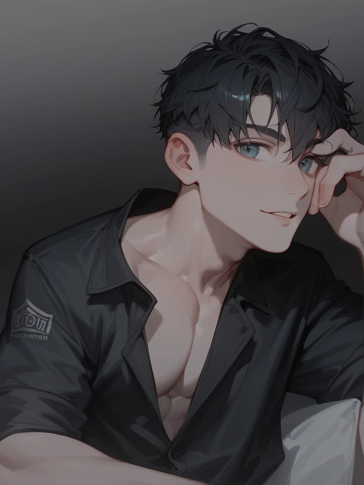 masterpiece, best quality, ultra detailed, (solo man), (male focus), ((young adult man)), ((Oblong face)), ((Square jawline)), black hair, (((hairs between eyes))), ((shoulder length)), ((narrow blue eye)), fair skin, skinny body, beauty mark, nsfw, wet skin, 1 boy, penis, fellatio, cum, open mouth
