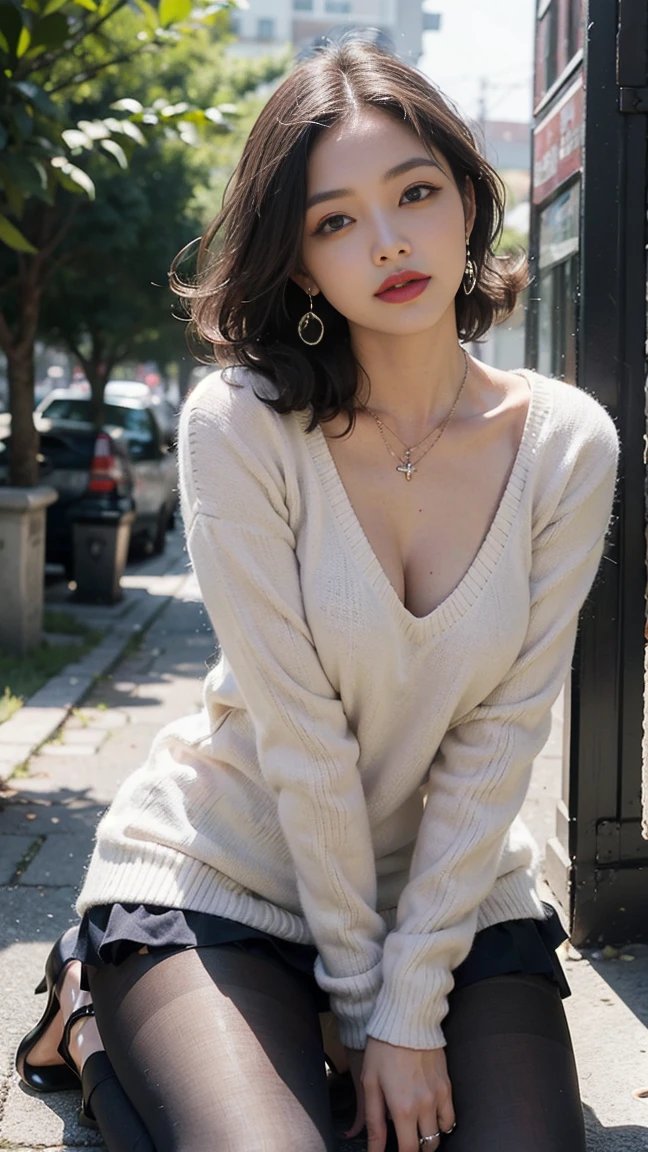 (((Highest image quality、highest quality、At 32K、ticker、Raw photo 1.2、very clear image、very clear image quality、photorealistic 1.3、super photographic，best quality、CG unity 32k wallpaper, highest quality, High resolution:1.2)))、Beautiful 20s shoulder length sweater，lace pantyhose, white top and bottom underwear, random color，long sweater，Climax、Climax、My pussy feels good、Raw photo with both eyes closed, cute face、body、Esbian、One camisole、looking up、plus size model、Feeling ecstasy、eyes closed、Deep sorrow、Sorrowful、look up at the sky、open your mouth、scream、 Depth of bounds written，real light，Ray tracing，OC renderer，UE5 renderer，works of masters，correct anatomy、I feel very、riding a bicycle 1.4、I feel it in the saddle