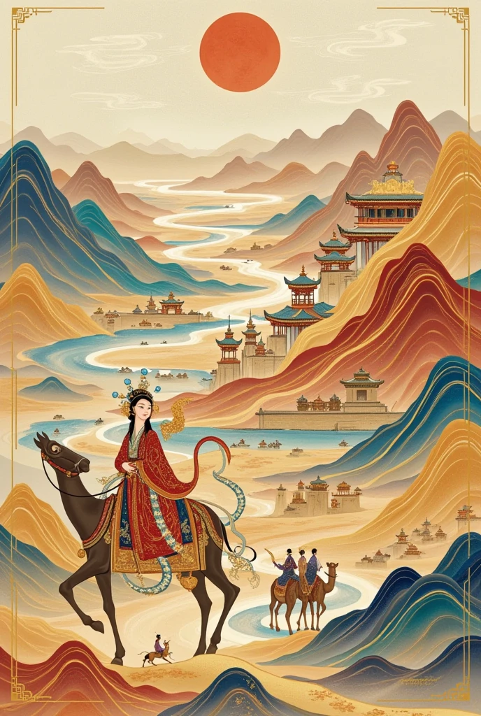 Chinese style illustrations，Silk Road，antiquity