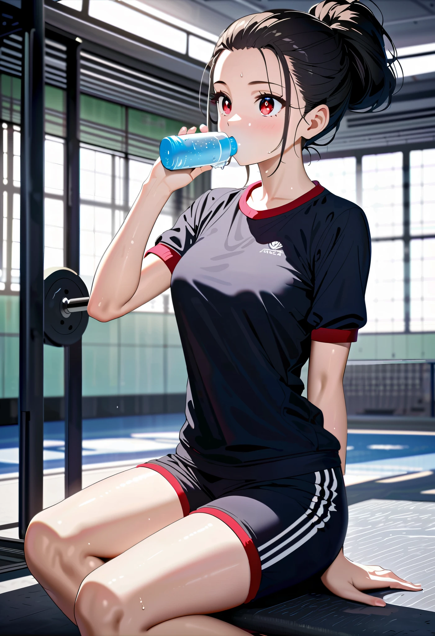 (One girl)、smile、first-class、Extremely delicate and beautiful、Gym suit、playground、Dark brown short hair、Dark brown eyes