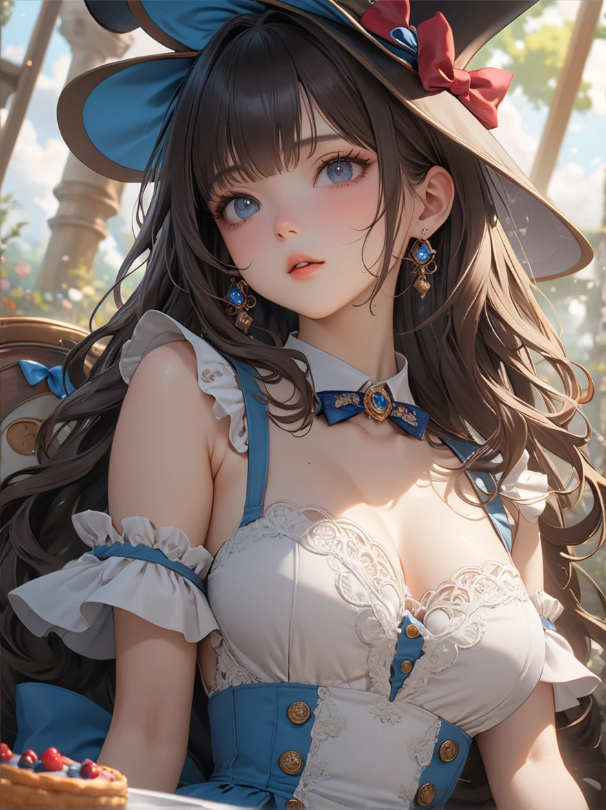 masterpiece:1.2, 8k, photorealistic:1.37, cute girl, sparkling eyes, shining lips, beautiful detailed eyes, beautiful detailed lips, long eyelashes, flowing hair, joyful expression, vibrant dress, sitting on a grassy field, surrounded by colorful sunflowers:1.2, wearing a stylish hat, a warm and sunny day, soft natural lighting, vivid colors, medium: oil painting, ultra-detailed, realistic, bokeh, dynamic action,