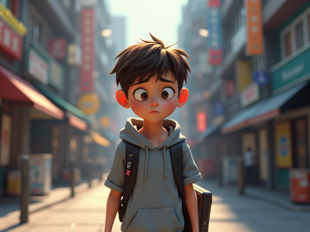 A cute boy alone