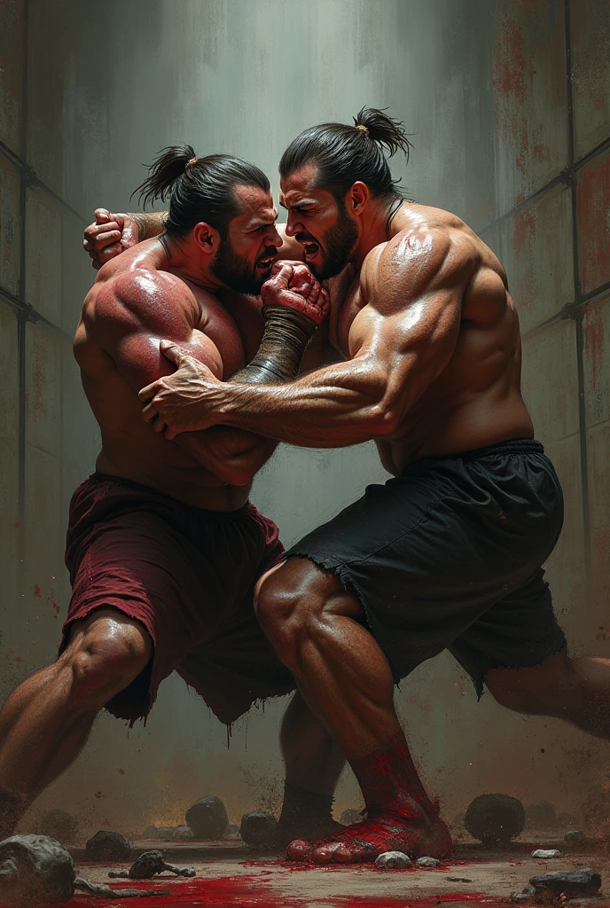 There are a lot of men wrestling together in a circle in the game, art cover illustration, full art illustration, detailed game art illustration, Game illustration, epic full color illustration, full art, epic digital art illustration, wojtek fus, high detailed official artwork, warriors fan art, illustration concept art, muscular features, Thick ink, comic cover art, Rosla 1. 0