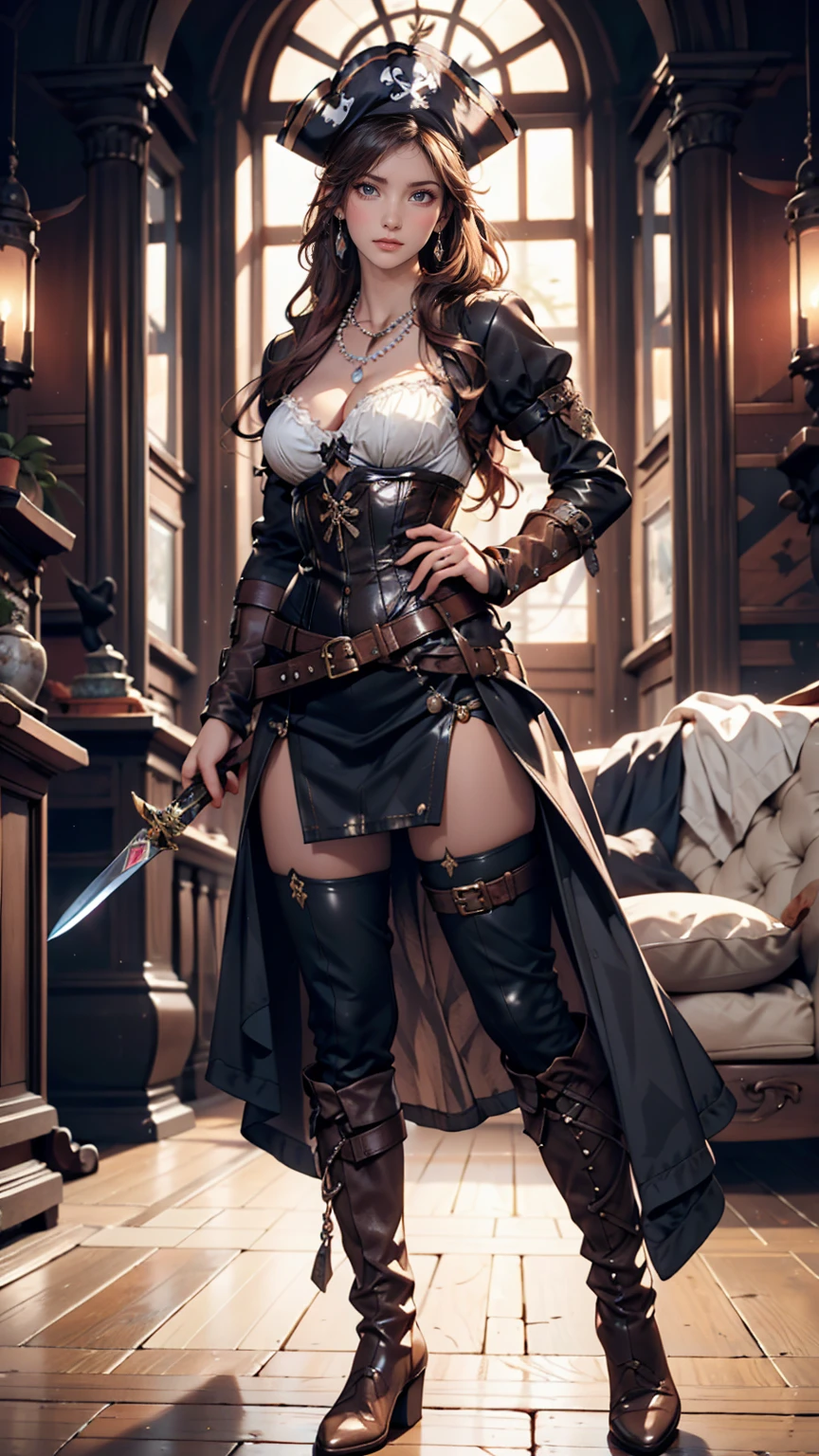 (((steampunk ,sonrisa sensual malvada,full body sexy pose, sensual body))), 1 mujer joven sexy, pecho gigantesco, marcado, areola grande marcada, cameltoe marcado, ropa steampunk, pezones marcados,dirigible steampunk, nubes, cabello rayado, cabello negro, reflejo de ojos, maquillaje, boca abierta, sonrisa, alto detalle, gothic art, barroco, desenfoque de movimiento, trazado de rayos, Reflection light, Multiple views, perspectiva, ultra gran angular, obra maestra, Anatomically correct, piel texturizada, Super detail, altos detalles, alta calidad, mejor calidad, altas, 16k, HD