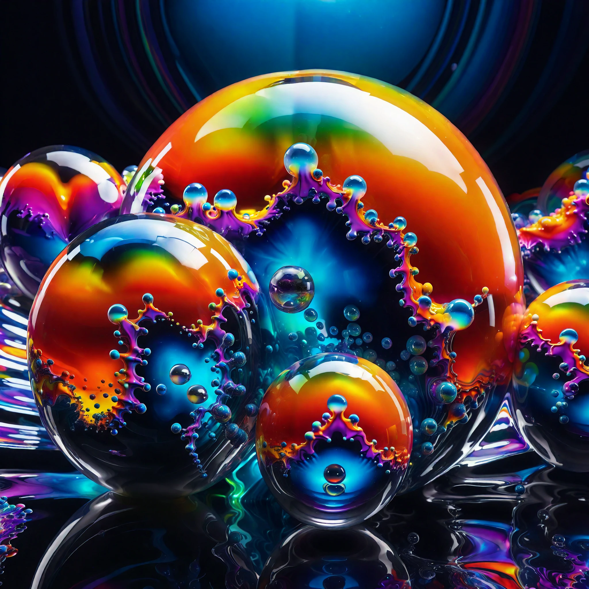 Brilliant images of pure light emerging from vibrant colors in a psychedelic dream, shimmering glass morphing out of colors, tripped out detailed patterns in all colors, perfectly formed symmetrical spheres and glowing reflective bubbles, attention to detail on the bubbles and spheres, rainbows of color twisted in and out of translucent orbs, background is spilled paint and spirals of swirling colour, beautiful psychedelic digital art, pixel art, neon colors, 4d mandelbulb psychedelics, glass like psychedelic landscape, intricate rainbow environment, psychedelic underwater brightness, LSD,DMT, Psilocybin, Mescaline, trails of color and light, bright fluorescent colors, psychedelic trip, fluorescent psychedelic aesthetic, psychedelic vibrant colors, bright psychedelic neon colors, colorful paint drips out of the bubbles, 3d glass spheres melt into each other spilling out colours, visually disorienting, hallucination inducing, optical illusions a must, startling, stunning images, awe inspiringly, best quality wallpaper, Pixel Assets, Portrait photography, surrealism, Photorealistic, Hyperdetailed, Glass Morphism, Digital Art, Sparkle, Optical Illusion, Glowing Light, Reflection Light, Overexposure, God rays Backlighting, Depth Of Field, Rotational Symmetry, UHD, High Details, High Quality, Super Detailed, Best Quality, Award Winning, Masterpiece