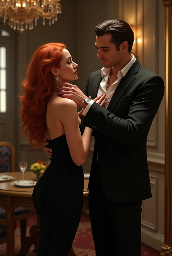 Tying up the person and placing her on his lap very sexy
