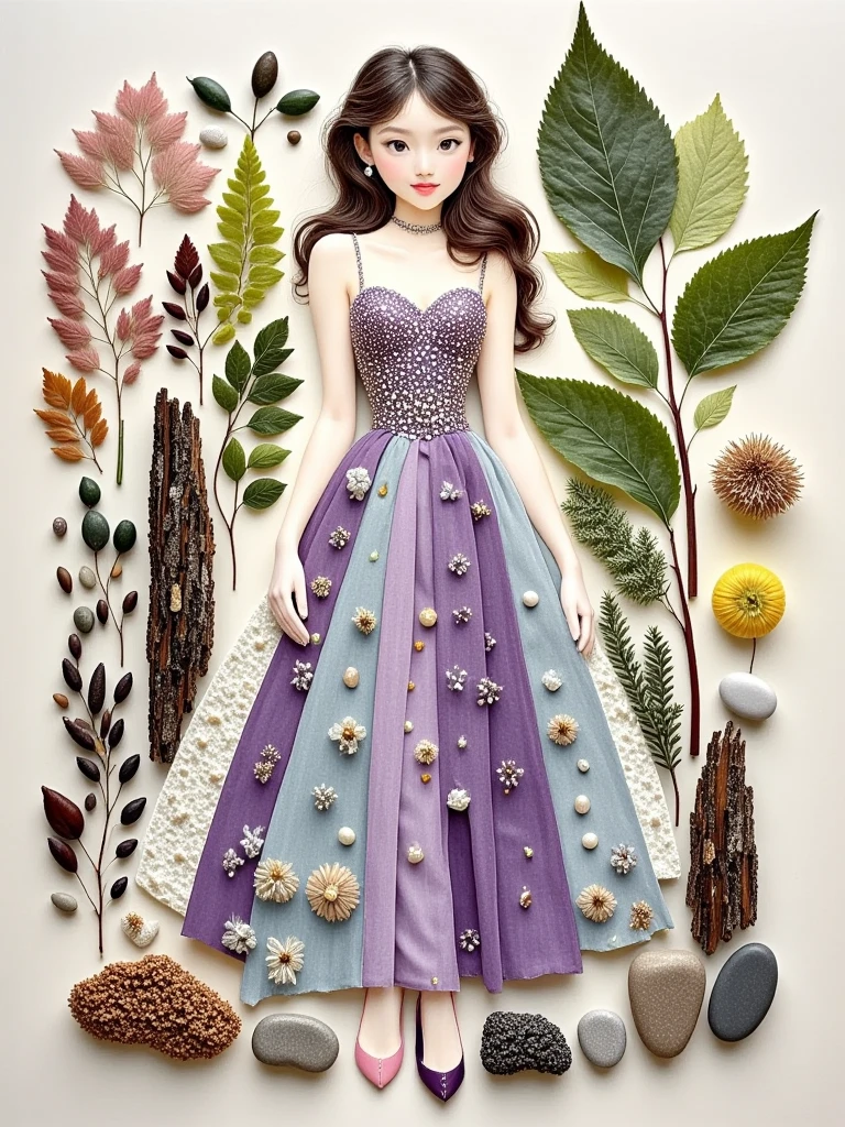 ((1swpth1))，Best quality，absurd，Ultra Detailed，(whole body:1.5)，Golden Ratio，Super cute and beautiful Asian idol girl，Very beautiful violet bright eyes，Beautiful colorful shiny brown hair，High Ponytail，good body shape，fit，Perfect body，(Wearing a stately and exquisite royal Cinderella court evening gown:1.5)，With huge puff sleeves and hourglass waist，adorned with bows，Embroidery and jewelry，Long white gloves，pearl necklace and earrings，Beautiful hair accessories，(Pink crystal high heels:1.8)，Dark theme elements, Pencil Sketch，(rococo style, Romanticism, modern, uhd, anatomically correct, accurate, textured skin, 8K)