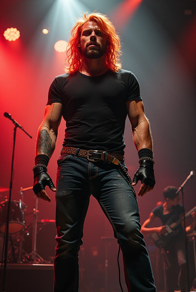 90s rocker with red hair, big body. - SeaArt AI