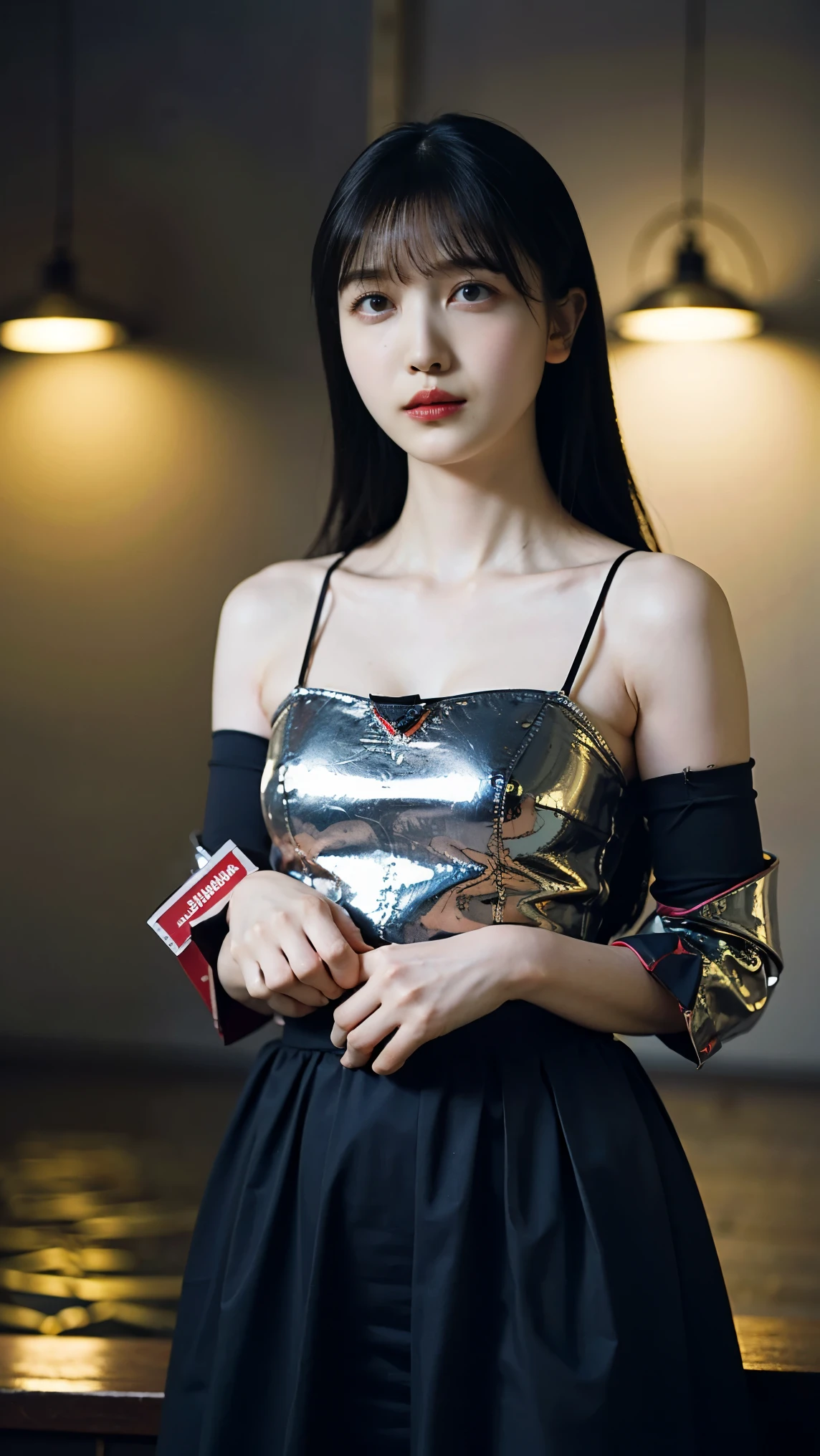1 girl, woman, masterpiece, best quality, best quality, Movie Lighting, ( Stereo lighting ), Extremely detailed CG unity 8k wallpaper, Concentrated, 8k wallpaper, Extremely detailed, surrenders , photorealistic, sharp concentration, absurd, ( high definition :1.2), ( high contrast), photos with wide cuffs on the wrist , Detailed and complex, instagram, portrait, very detailed, digital painting, Art Station , Concept Art , smooth, sharp concentration, Illustration, Movie Lighting, ((Eva Asuka Cosplay)), is staring at viewers, arms crossed , ( standing), ((Hipshot:1.6))
