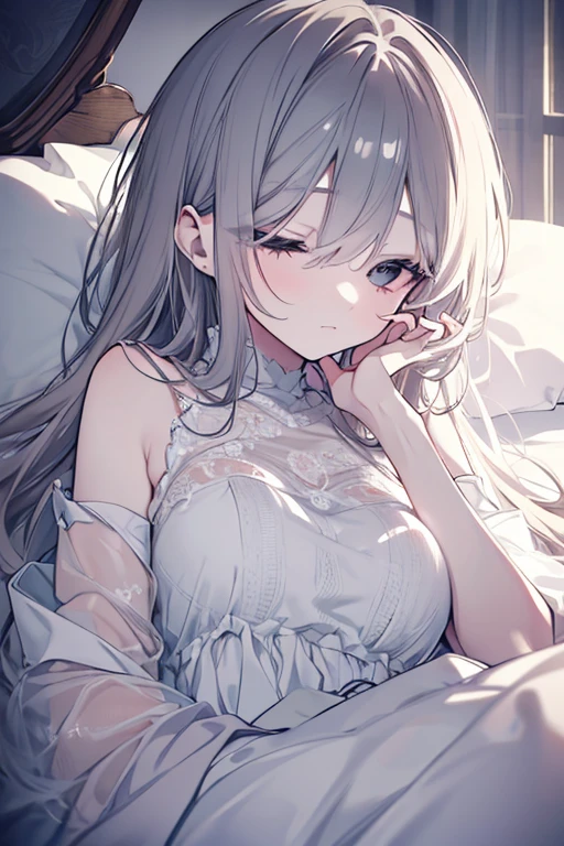 (2filles, cheveux longs élégants, Couleur, Yeux détaillés, Pupilles étincelantes, pupilles cardiaques, Lolita mignonne, Cuisses), E-brest, clivage, Au lit, dormir dans son lit mignon dormir, Déesse, 2 paires d&#39;ailes, vêtements de nuit, Abus d’éruption de lentille, aberration chromatique, détail élevé, Anime, sur l’art, profondeur de champ, Flou de mouvement, Lumière rougeoyante, grain du film, UHD, rétine, précis, Chef-dœudansre, anatomiquement correct, peau texturée, Super détail, high détails, de la haute qualité, Primé, meilleur qualité, Haute résolution, 16k, (Angle de caméra: Grand angle) ((sommeil, allongée, Au lit, drap, chambre, caraco, d’en haut, Angle néerlandais, Haut du corps))