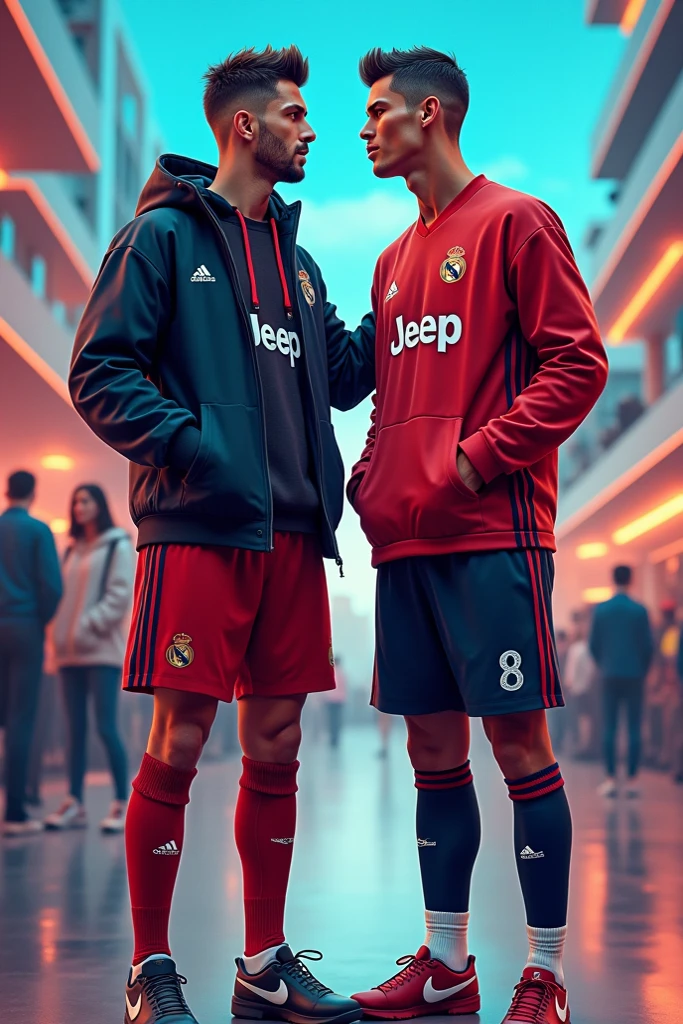 A side-by-side comparison of Cristiano Ronaldo and MrBeast, with their subscriber counts displayed. Cristiano's numbers are rising rapidly, hinting at him catching up to MrBeast's 311 million subscribers.
Key Elements:Ronaldo and MrBeast facing offSubscriber counts displayedA rising graph showing Ronaldo’s growth