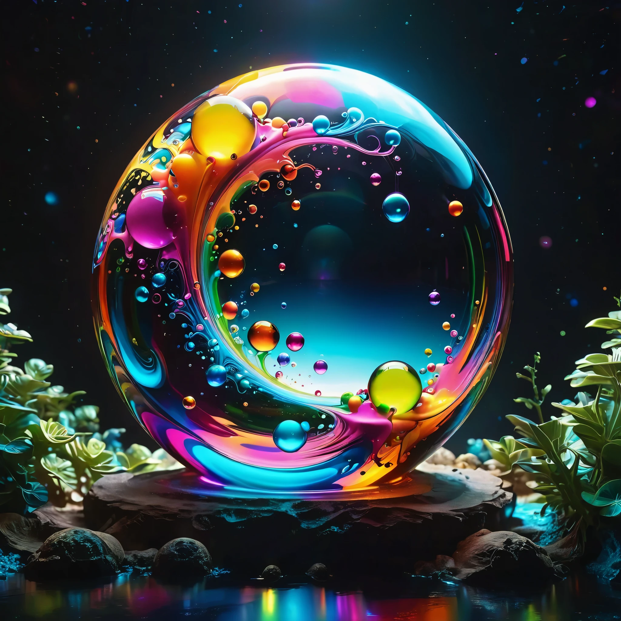 An amazing image of light emerging from colors in a psychedelic dream, shimmering glass morphing out of colors, bright neon and fluorescent colors,very bright, vibrant colors, perfectly formed and symmetrical reflective bubbles and spheres, attention to detail with these beautiful bubbles and spheres, Extreme  Hallucinations in a gorgeous piece of  psychedelic digital artwork, Stunning, pixel art, tripped out colors, 4d mandelbulb psychedelics, glass like psychedelic landscape, intricate rainbow environment, psychedelic underwater brightness and glow with neon colors, glowing colors twist inside of translucent glass spheres and bubbles with light and color reflecting off of both in bright fluorescent colors, psychedelic trip, fluorescent and neon aesthetic, psychedelic vibrant colors, bright psychedelic paint splattered backgrounds,swirling spirals and vortex, bright vibrant colors popping out from 3d glass spheres, Rotational Symmetry, Pixel Assets, Portrait photography, Surrealism, Photorealistic, Hyperdetailed, Glass Morphism, Digital Art, Sparkle, Optical Illusion, Glowing Light, Reflective Light, Overexposure, Backlighting, Depth Of Field, Spheres and bubbles show perfect Symmetry, UHD, High Details, High Quality, Super Detailed, Full Focus, Awe inspiring, Shockingly unique wallpaper art, Breathtaking, Indescribably Beautiful, Heaven sent images, Best Quality, Award Winning, Masterpiecea psychedelic digital art,ultra-detailed vibrant fluorescent neon colors,intricate rainbow glass-like environment,shimmering glass bubbles morphing out of swirling colors,glowing light and reflection,4d mandelbulb psychedelic landscape,bright overexposed backlighting with depth of field,award winning masterpiece,pixel art,portrait photography,photorealistic,hyperdetailed,glass morphism,sparkle,optical illusion,rotational symmetry,best quality,8k,ultra-fine details