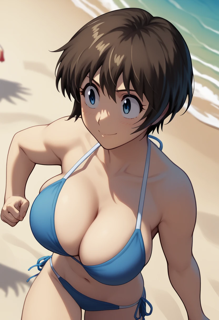 Shimizu_Kaoru 清水 Kaoru Major S5 OVA
Clip Skip: 2

default: 1 girl,Shimizu_Kaoru, Shorthair, brown hair, blue eyes, Big Breasts

メジャー ,  but 、 The images are much harder to find than I thought.

Big Breasts 　Beach　bikini　smile　I'm running on the beach :(Running)　Bouncing breasts、Rear View　From afar　 high angle