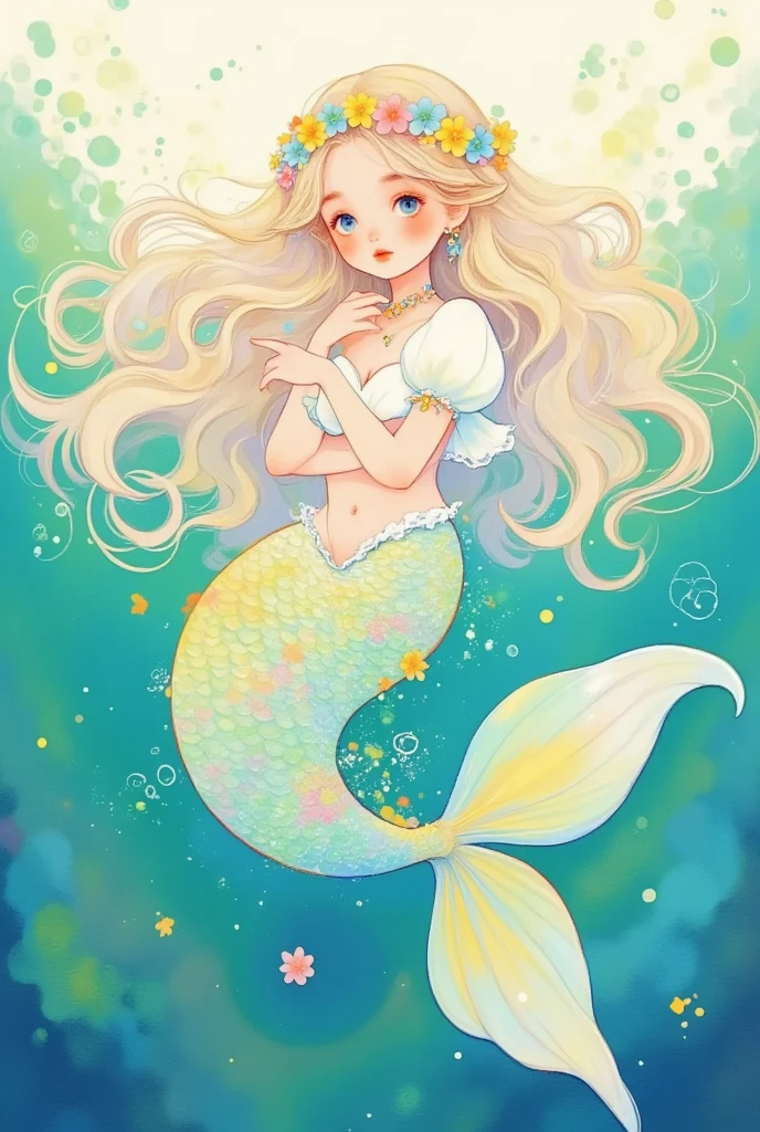 Disney style, Hans Christian Andersen Fairy Tale, Mermaid, green and white mint, complex cg painting, concept game design illustration, POV view, extreme panoramic view, extreme low Angle view, charming sun shining on the ocean, no human legs, extreme bottom view, Bokeh,