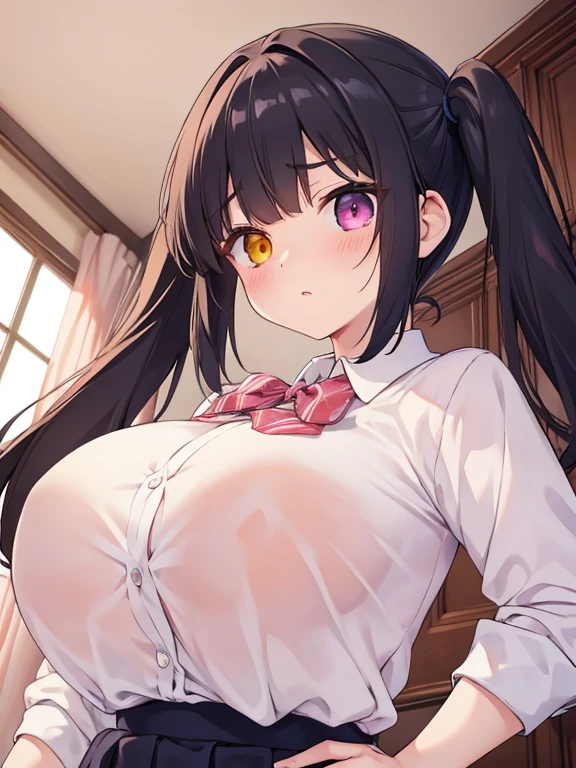 (Masterpiece, best quality, ultra detailed), (detailed soft skin:1.5, incredibly enormous breast:1.5, covered wet nipples:1.5, pink lace bra), rin Shibuya , blazer , (serious:1.2, salute:1.5, courtesy), looking up, looking at viewer, (ultra close distance front shot:1.1), (front:1.5, front view:1.5, portrait:1.5, incoming kiss:1.2, incoming hug:1.2, focus breast),