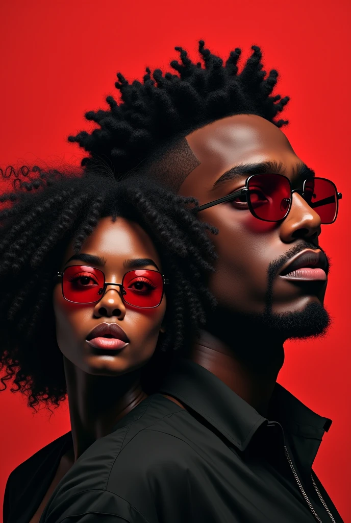 Color photograph of a man with sunglasses and a woman with a hairstyle, just a joke, in digital illustration style, vibrant digital painting, afro-psicodelia, color digital painting, details and vivid colors, colorful illustration, in the style of digital painting, stunning digital illustration, stylized digital illustration, digital art illustration, beeple e james jean