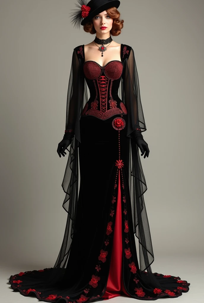 Black and red creepy dress
