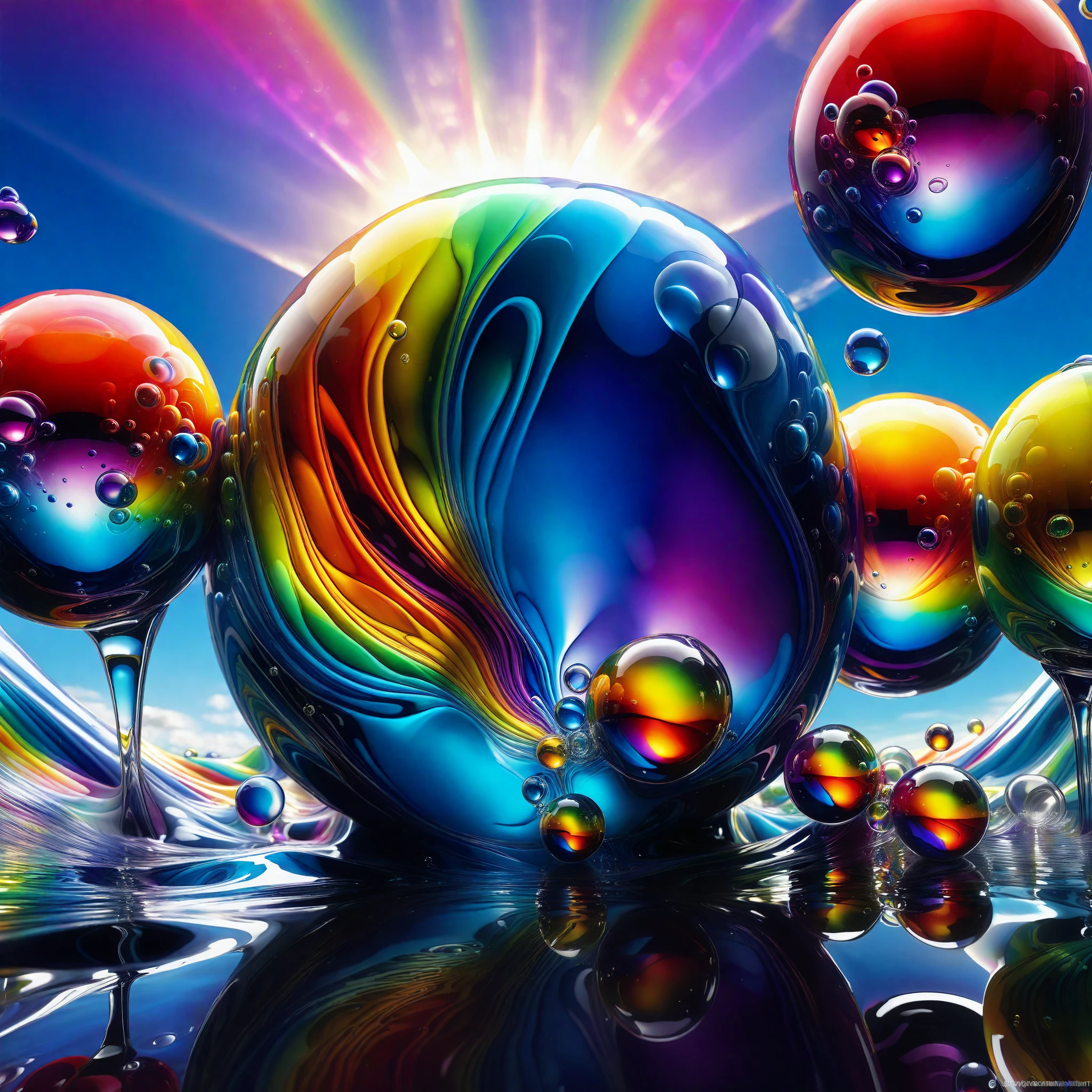 Brilliant images of pure light emerging from vibrant colors in a psychedelic dream, shimmering glass morphing out of colors, tripped out detailed patterns in all colors, perfectly formed symmetrical spheres and glowing reflective bubbles, attention to detail on the bubbles and spheres, rainbows of color twisted in and out of translucent orbs, background is spilled paint and spirals of swirling colour, beautiful psychedelic digital art, pixel art, neon colors, 4d mandelbulb psychedelics, glass like psychedelic landscape, intricate rainbow environment, psychedelic underwater brightness, LSD,DMT, Psilocybin, Mescaline, trails of color and light, bright fluorescent colors, psychedelic trip, fluorescent psychedelic aesthetic, psychedelic vibrant colors, bright psychedelic neon colors, colorful paint drips out of the bubbles, 3d glass spheres melt into each other spilling out colours, visually disorienting, hallucination inducing, optical illusions a must, startling, stunning images, awe inspiringly, best quality wallpaper, Pixel Assets, Portrait photography, surrealism, Photorealistic, Hyperdetailed, Glass Morphism, Digital Art, Sparkle, Optical Illusion, Glowing Light, Reflection Light, Overexposure, God rays Backlighting, Depth Of Field, Rotational Symmetry, UHD, High Details, High Quality, Super Detailed, Best Quality, Award Winning, Masterpiece