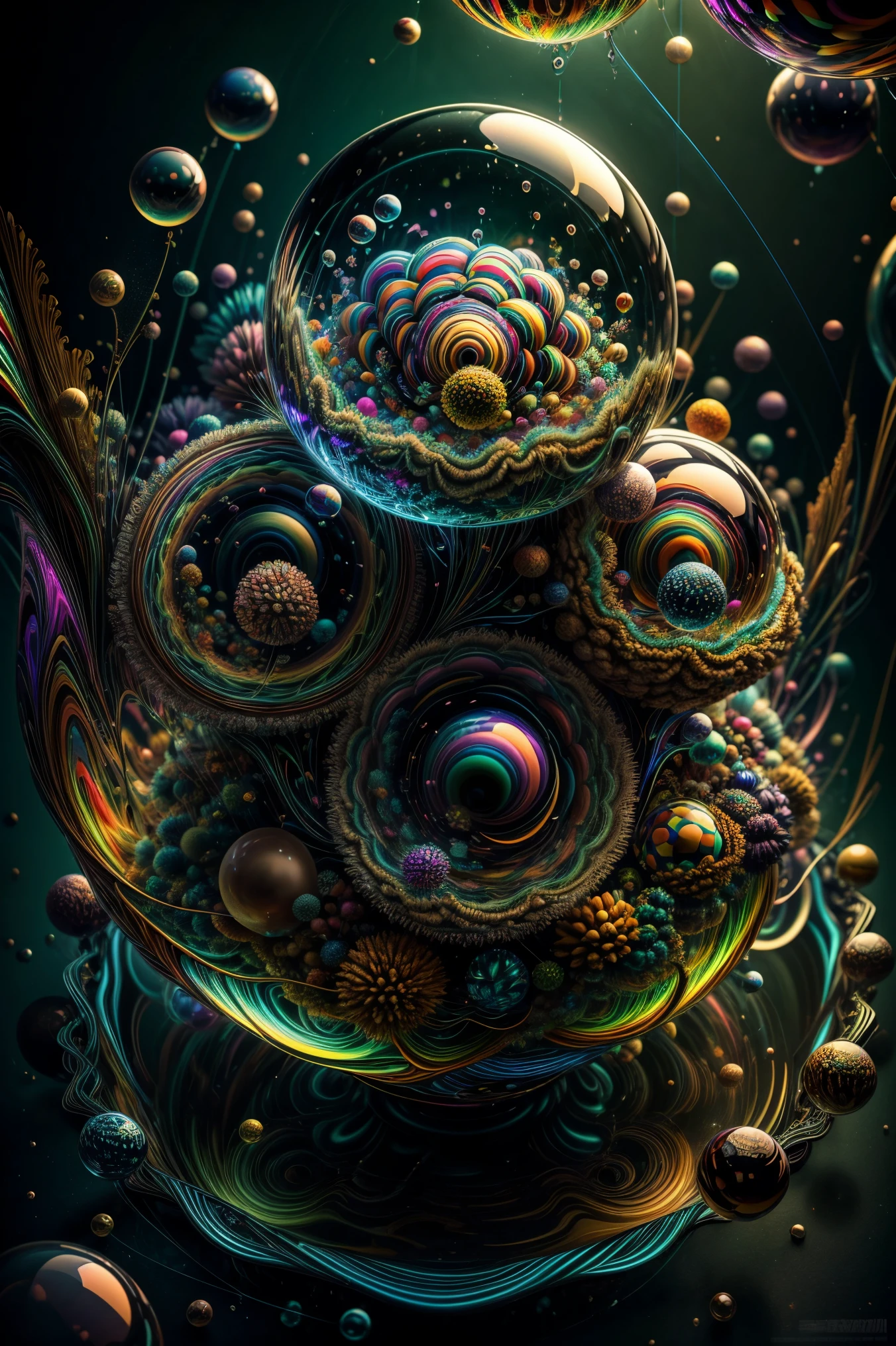 An amazing image of light emerging from colors in a psychedelic dream, shimmering glass morphing out of colors, bright neon and fluorescent colors,very bright, vibrant colors, perfectly formed and symmetrical reflective bubbles and spheres, attention to detail with these beautiful bubbles and spheres, Extreme  Hallucinations in a gorgeous piece of  psychedelic digital artwork, Stunning, pixel art, tripped out colors, 4d mandelbulb psychedelics, glass like psychedelic landscape, intricate rainbow environment, psychedelic underwater brightness and glow with neon colors, glowing colors twist inside of translucent glass spheres and bubbles with light and color reflecting off of both in bright fluorescent colors, psychedelic trip, fluorescent and neon aesthetic, psychedelic vibrant colors, bright psychedelic paint splattered backgrounds,swirling spirals and vortex, bright vibrant colors popping out from 3d glass spheres, Rotational Symmetry, Pixel Assets, Portrait photography, Surrealism, Photorealistic, Hyperdetailed, Glass Morphism, Digital Art, Sparkle, Optical Illusion, Glowing Light, Reflective Light, Overexposure, Backlighting, Depth Of Field, Spheres and bubbles show perfect Symmetry, UHD, High Details, High Quality, Super Detailed, Full Focus, Awe inspiring, Shockingly unique wallpaper art, Breathtaking, Indescribably Beautiful, Heaven sent images, Best Quality, Award Winning, Masterpiecea psychedelic digital art,ultra-detailed vibrant fluorescent neon colors,intricate rainbow glass-like environment,shimmering glass bubbles morphing out of swirling colors,glowing light and reflection,4d mandelbulb psychedelic landscape,bright overexposed backlighting with depth of field,award winning masterpiece,pixel art,portrait photography,photorealistic,hyperdetailed,glass morphism,sparkle,optical illusion,rotational symmetry,best quality,8k,ultra-fine detailsA close up of beautiful bubbles floating on top of each other, LSD, DMT imagery. octane render, psychedelic droplets 