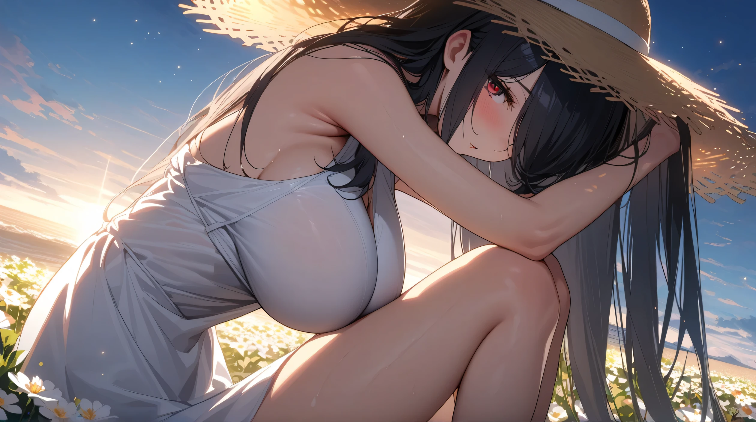 (((top-quality)), ((masterpiece)), Pitch Resuit、Colossal tits:1.4、Adult Woman、Puffy nipple、 、sobbing tears、 see -through、kneehighs white、panty shot、(cum in pussy vaginal:1.2)、cum in mouth.、beach、crowd、Being watched、(G-string :1.3)、、Peeing、crying, little angry, blush,(cum in pussy vaginal:1.5)