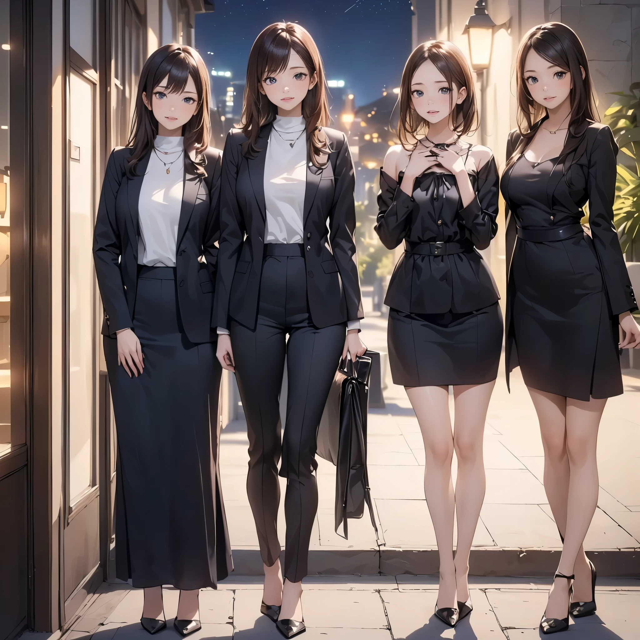 Three women in business attire standing next to each other - SeaArt AI