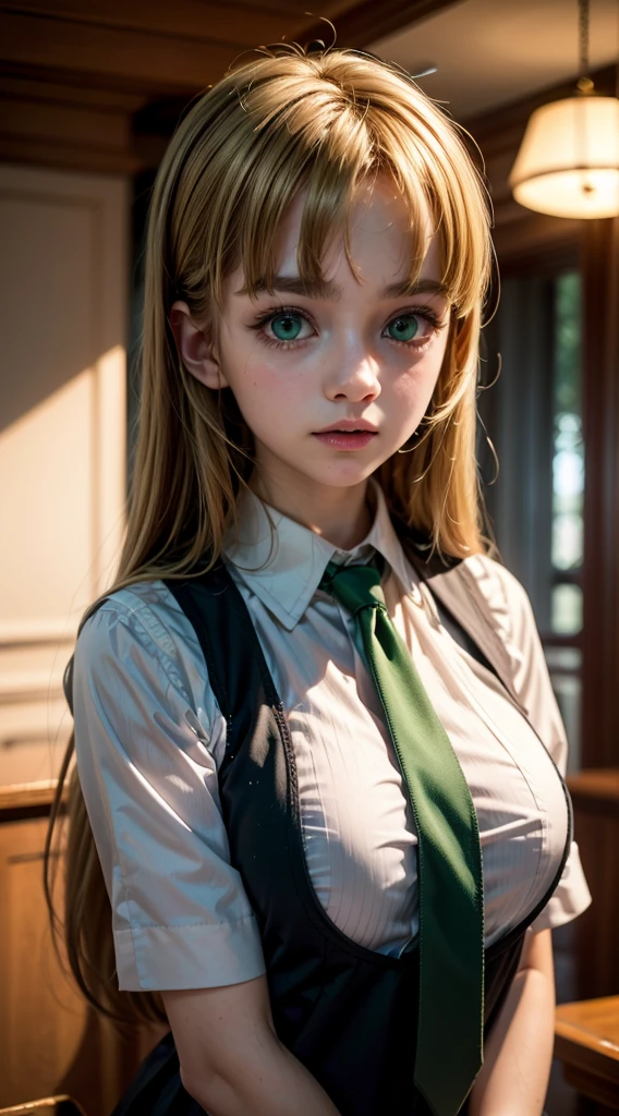 asia argento, long hair, blonde hair, (green eyes:1.3), (parted bangs:1.5), ahoge,
16k, highres, masterpiece, best quality, realistic, cinematic photo a very short girl, solo, (looking at viewer:1.2), high definition, 8K, detailed face, grabbing her breast, showing her breast,long hair, blonde hair, (green eyes:1.3), school uniform, white shirt, black vest, red ribbon tie, pleated red skirt, indoors, warm lighting, calm expression, neat and tidy appearance, ahoge, soft shadows.






