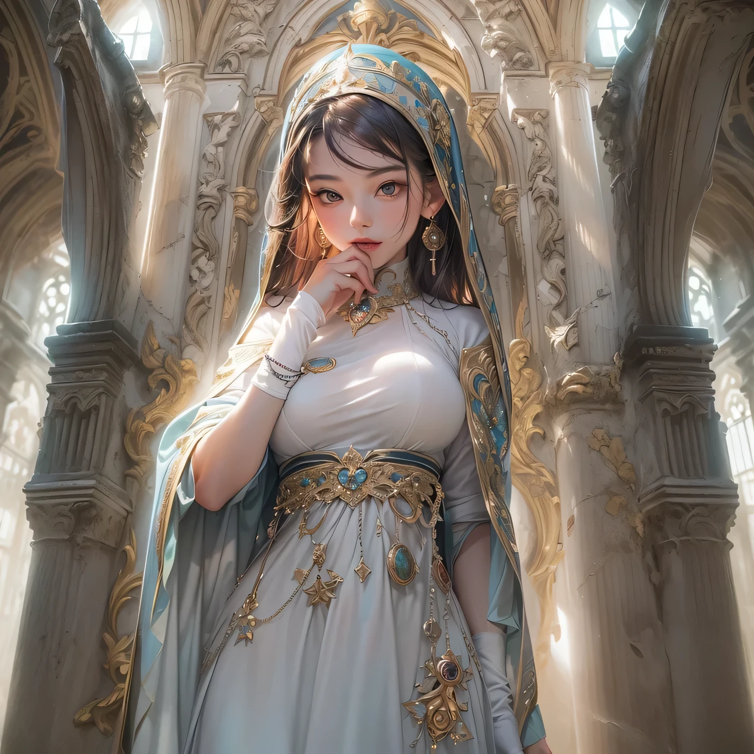 Beautiful woman in intricate Mystical and Ethereal Outfit