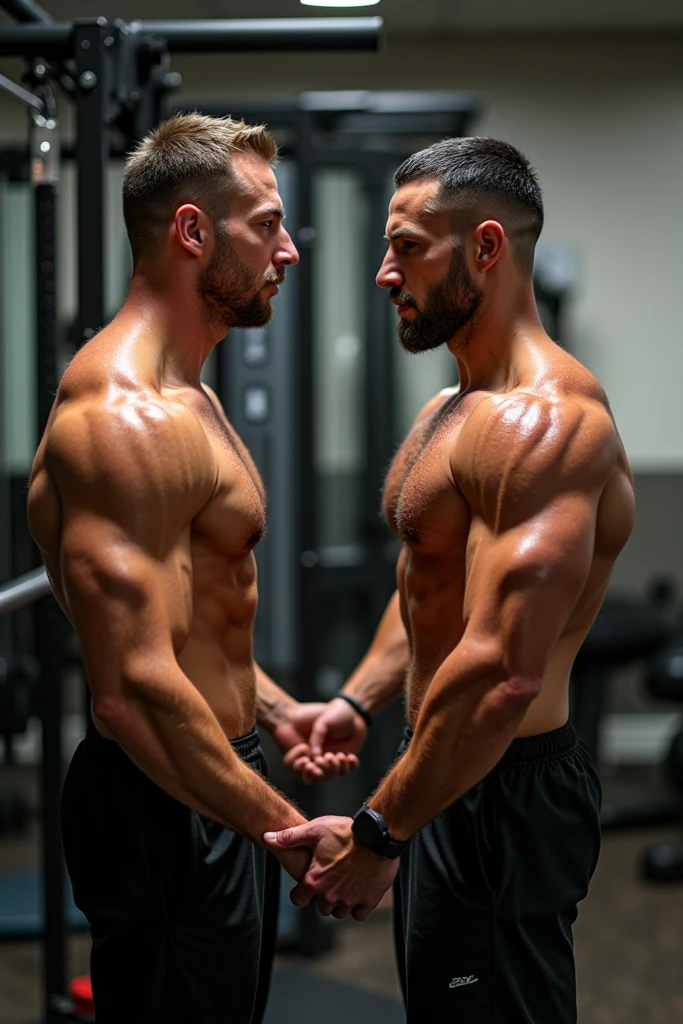 Two male athletes having sex