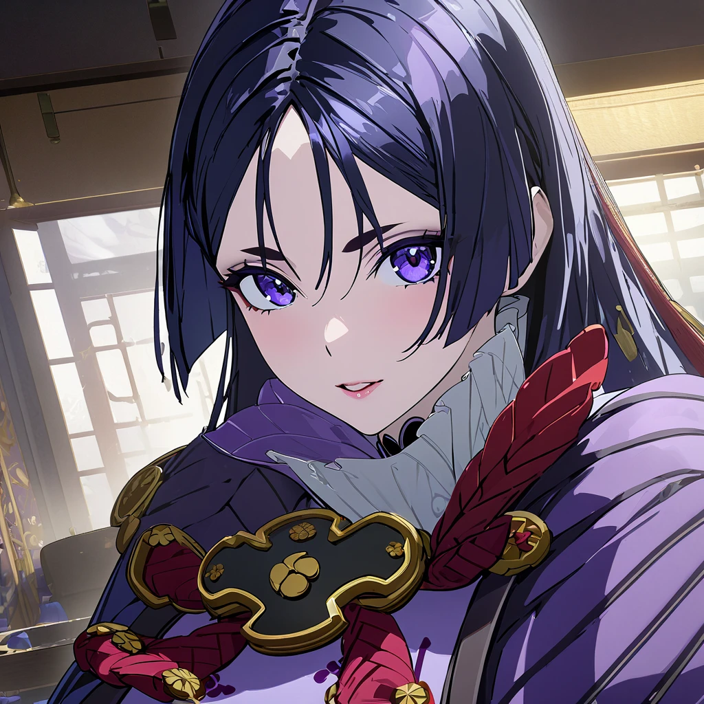 minamoto no raikou(fate),1girl,solo,looking at viewer,in room,UHD,High Resolution,master piece,Best Quality,High Quality,super Details