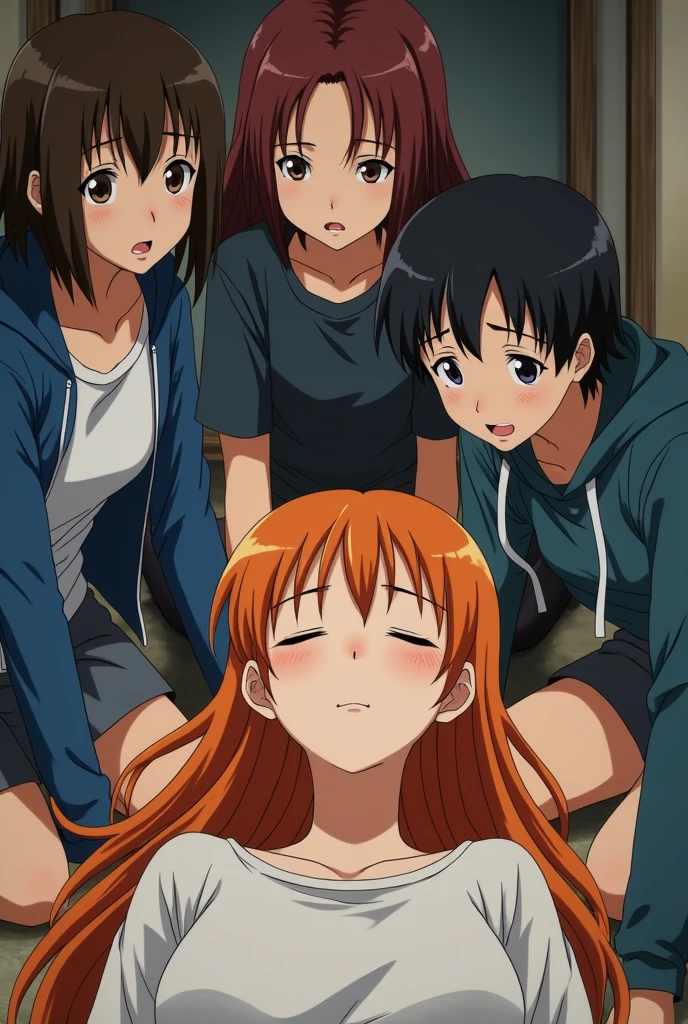 nsfw,Cute Girls、Soryu Asuka Langley、On the night of the school trip, I was in the same room as some Yankee girls and some boys.、
I was held down and stripped、
4I was forced to lie on my hands and knees, my head was pressed down on the tatami mat, my butt was pushed out, and my tracksuit and pants were pulled down.、
The man straddled me on my back, spread my pussy wide open, and exposed my clitoris to him.、I was embarrassed and regretful.、Angle from behind、Panel layout、Multiple classmates、Taking pictures with your smartphone