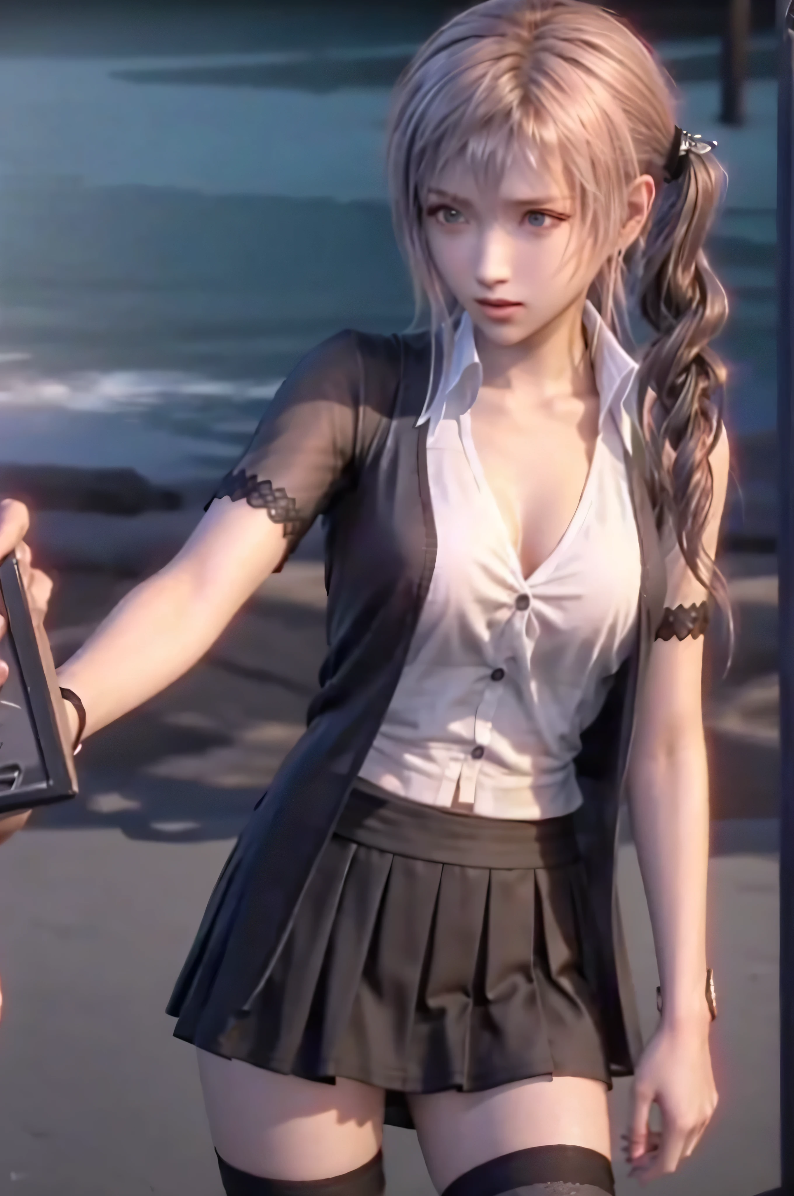 Hand it over, final fantasy, breastsout, skirt short, teaching, short sleeve, black suit,
